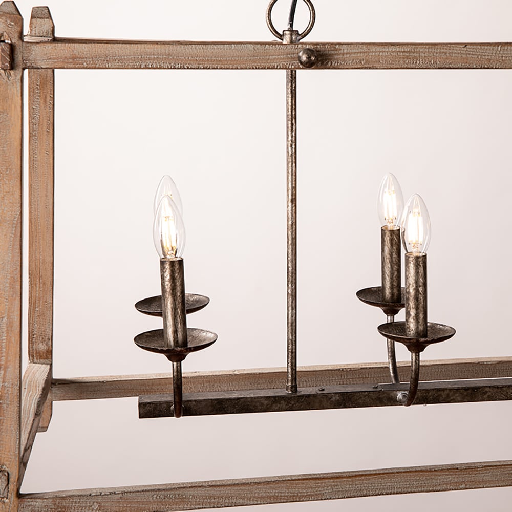 Retro Solid Wood Long Chandelier window image