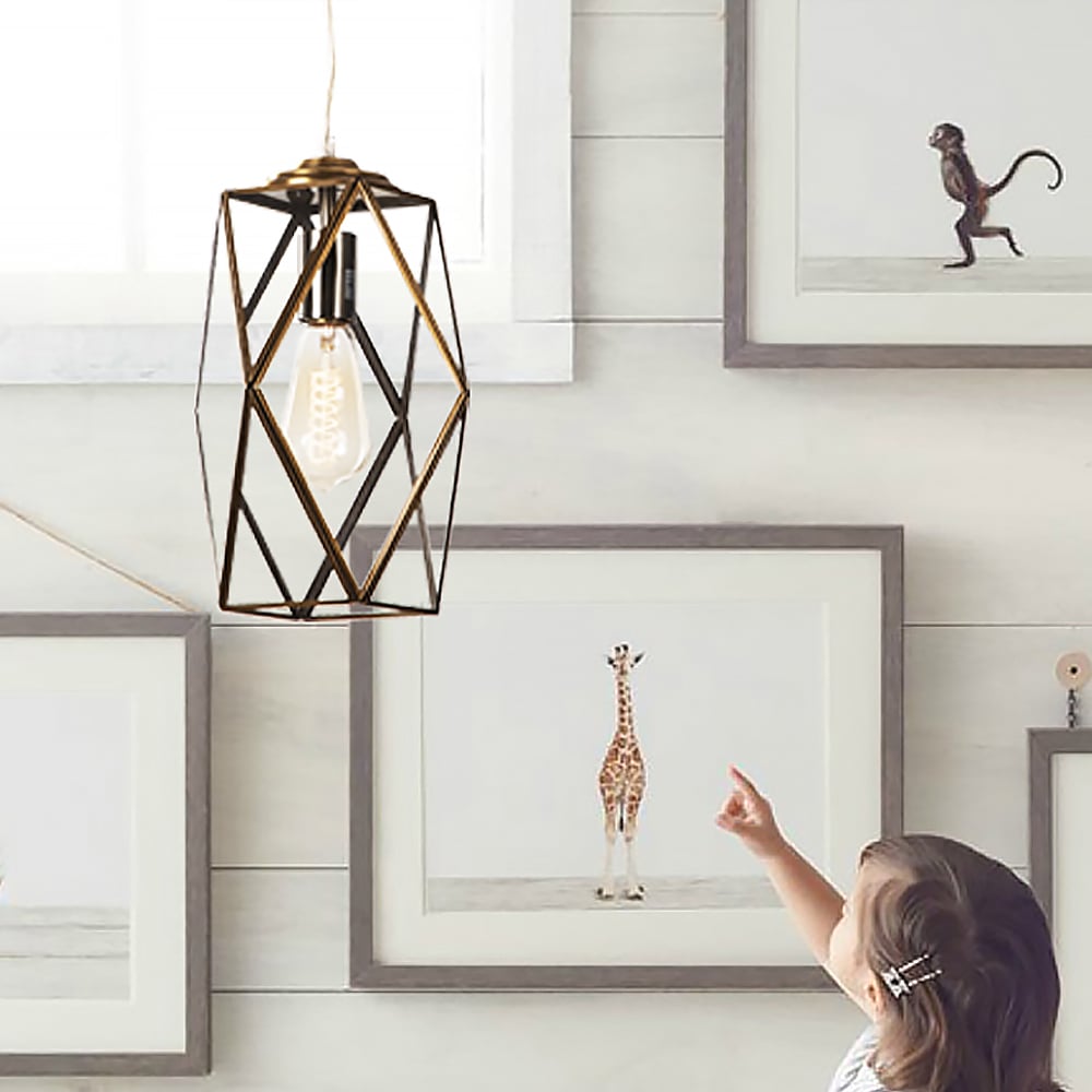 Retro Single Head Balcony Full Copper Glass Chandelier window image