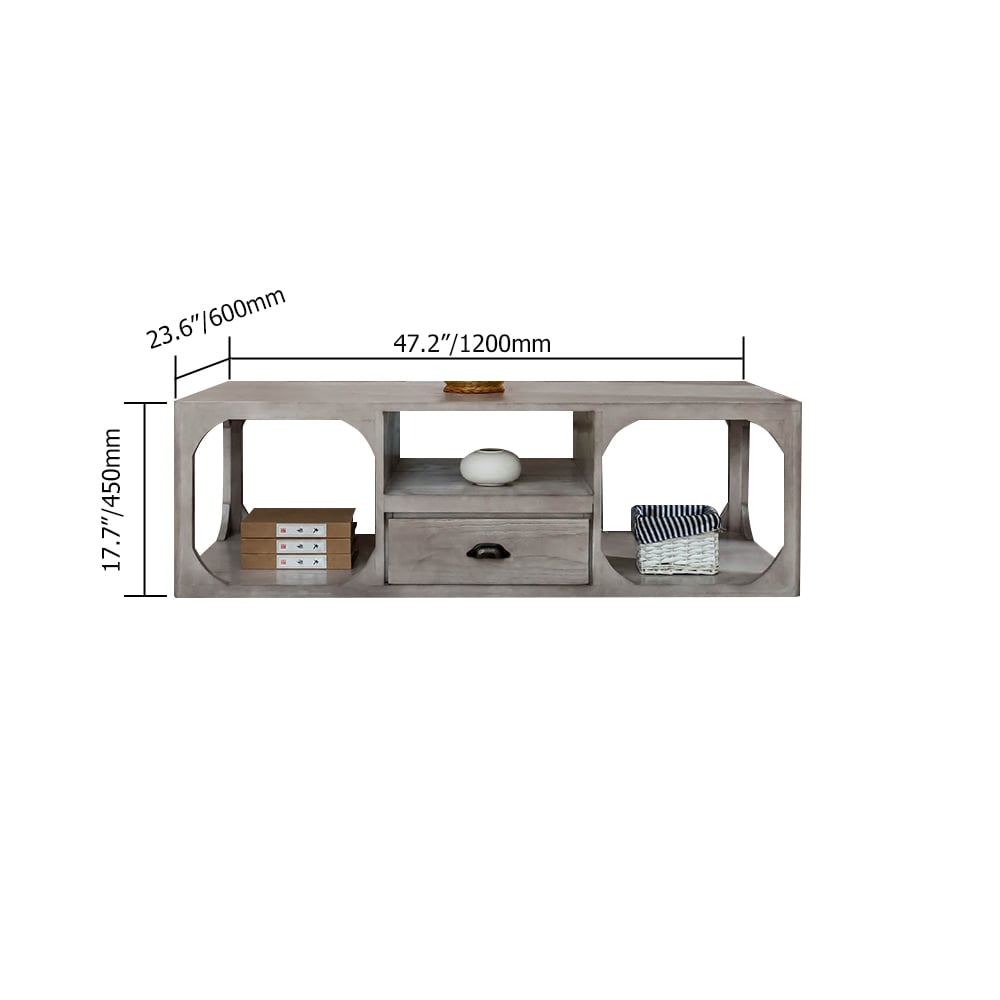 Rustic Coffee Table with Storage Natural Rectangle Wood & Metal window image