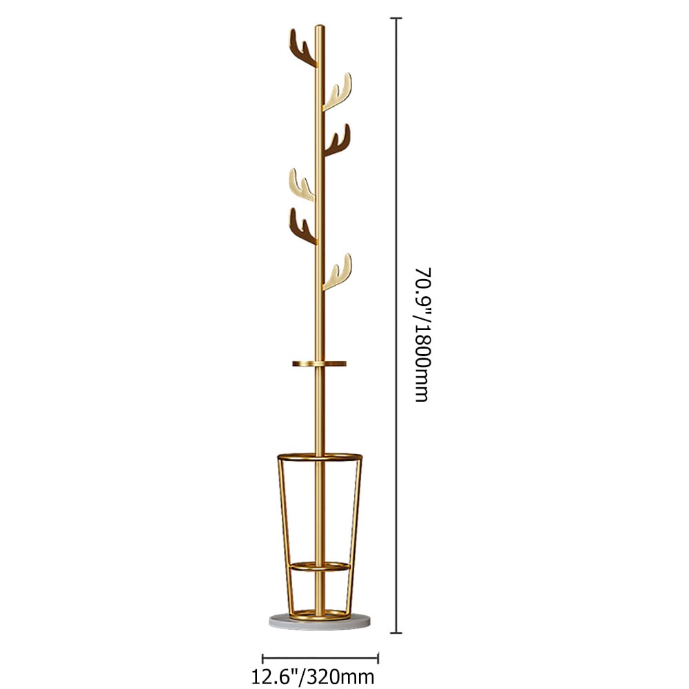Modern Coat Rack with Umbrella Stand in Metal & Marble window image