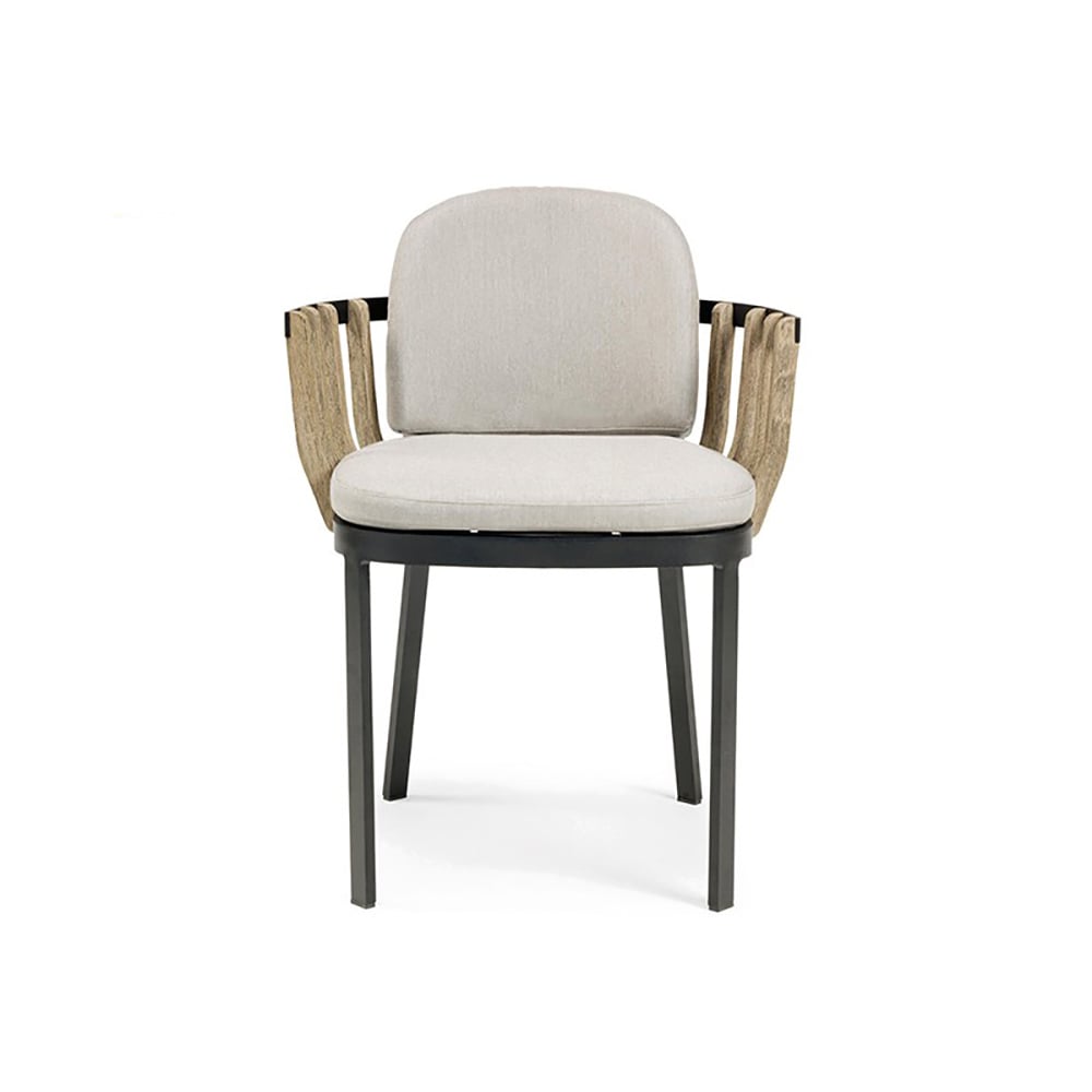 7-Pieces Outdoor Dining Set with Teak Wood Table and Armchairs Patio Dining Set window image