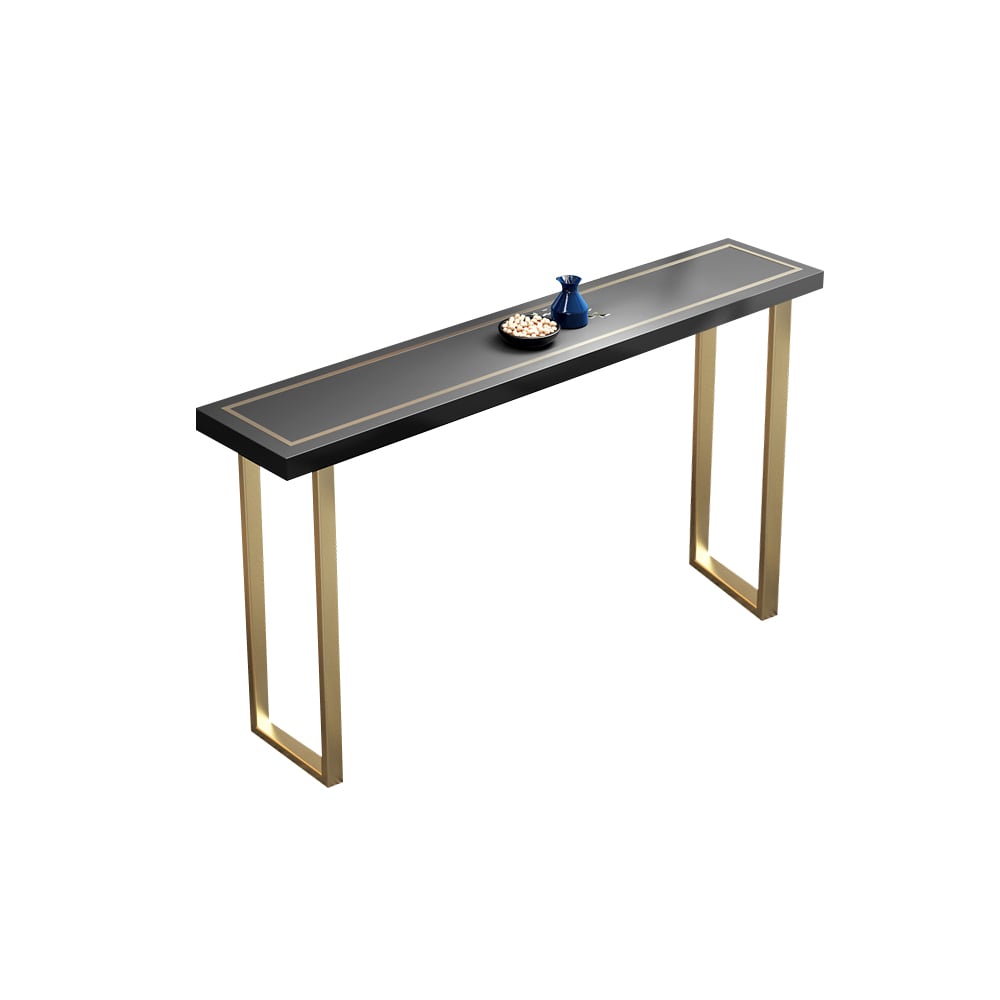 1600mm Modern  Rectangular Black Wooden Bar Table Metal in Gold window image