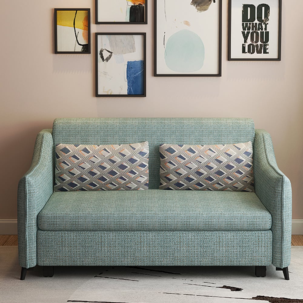 2 Seat Convertible Full Sleeper Sofa Bed Cotton&Linen Upholstered Pillow Included window image