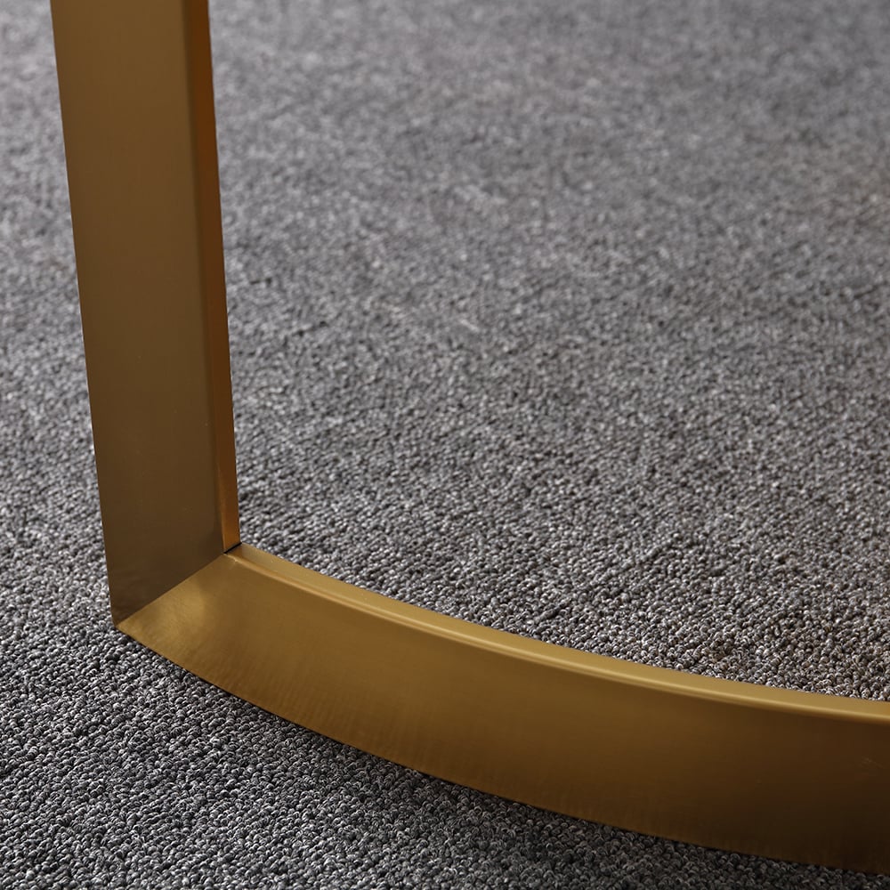 70.9" Modern Dining Table Rectangle Sintered Stone Top & Titanium Base window image