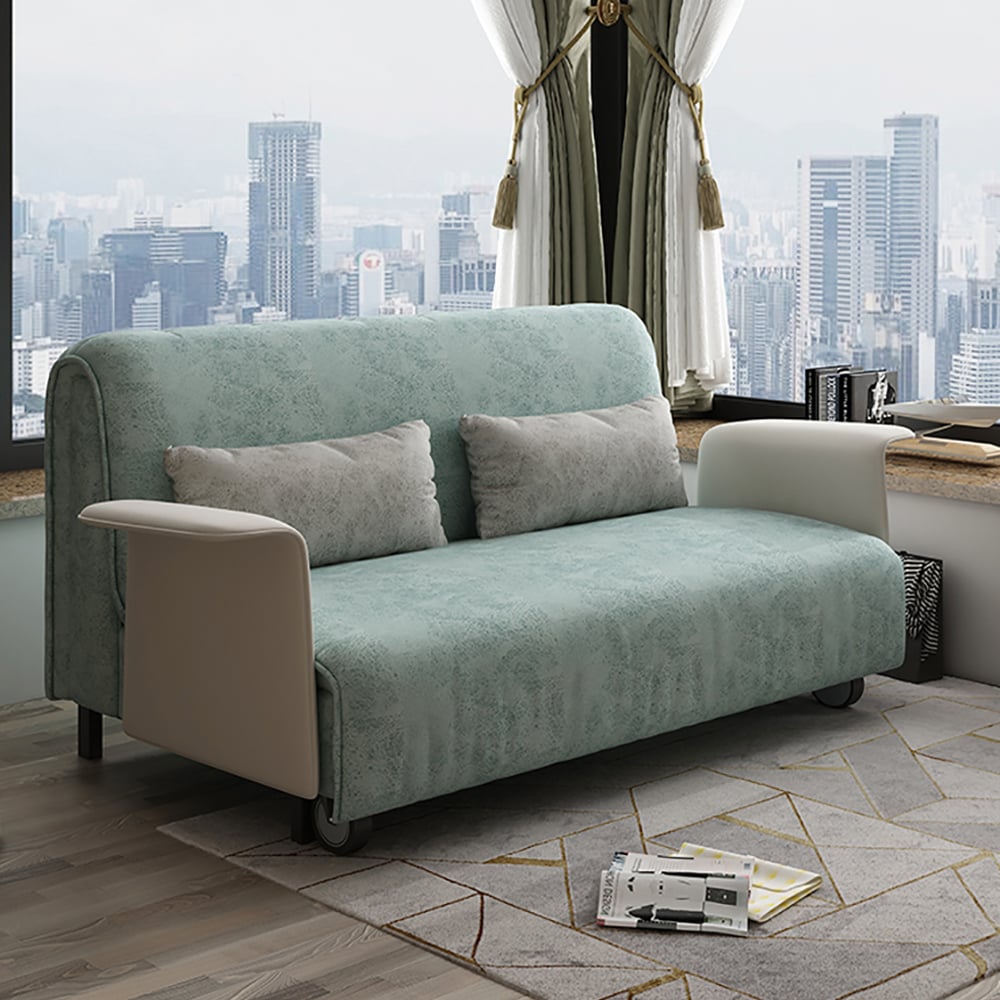 Modern 2 Seat Convertible Sofa Bed Leath-aire Full Sleeper Sofa window image