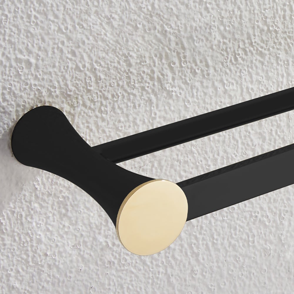 Toallero minimalista moderno de cobre de 2 rieles para baño Imagen de ventana