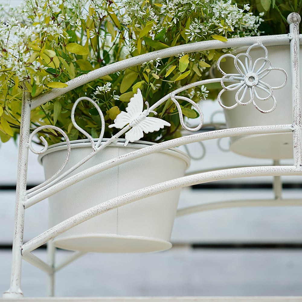 Retro Arched Plant Stand Decor Flower Shelf Outdoors for 3 Floral Pots window image