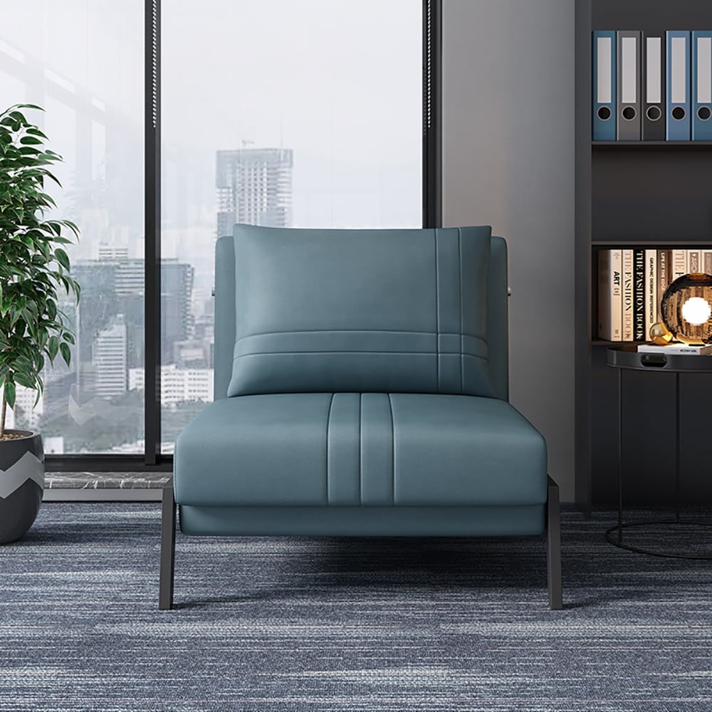 860mm Modern Full Sleeper Sofa Leath-Aire Armless Sofa Bed in Blue window image