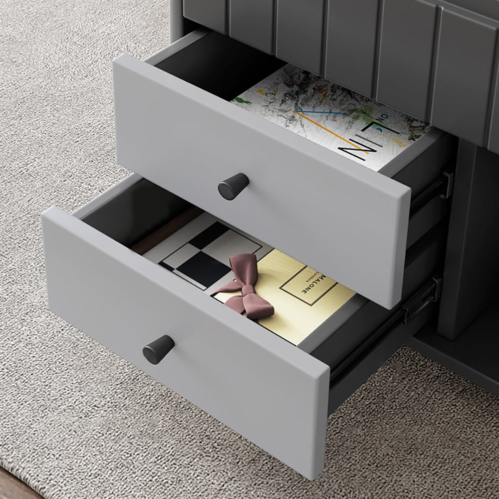 Moderne salontafel met liftblad en multifunctionele opbergtafel in wit en grijs Vensterafbeelding