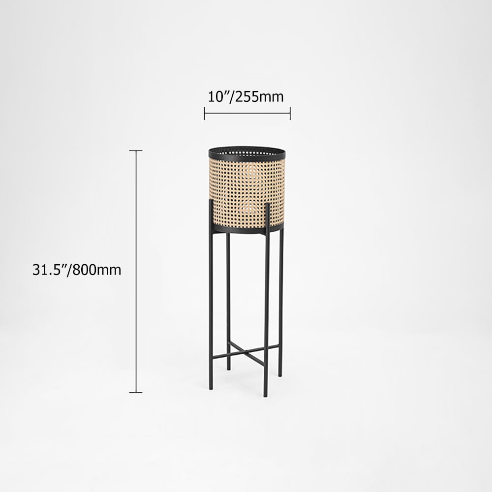 Rustic Rattan Plant Stand Indoors Removable Flower Holder Set of 4 window image