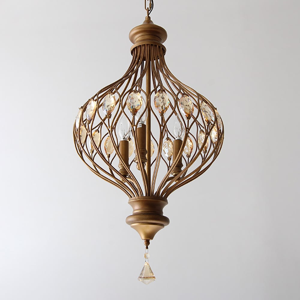 Rural Crystal Retro Simple Iron Lantern Pendant Light window image