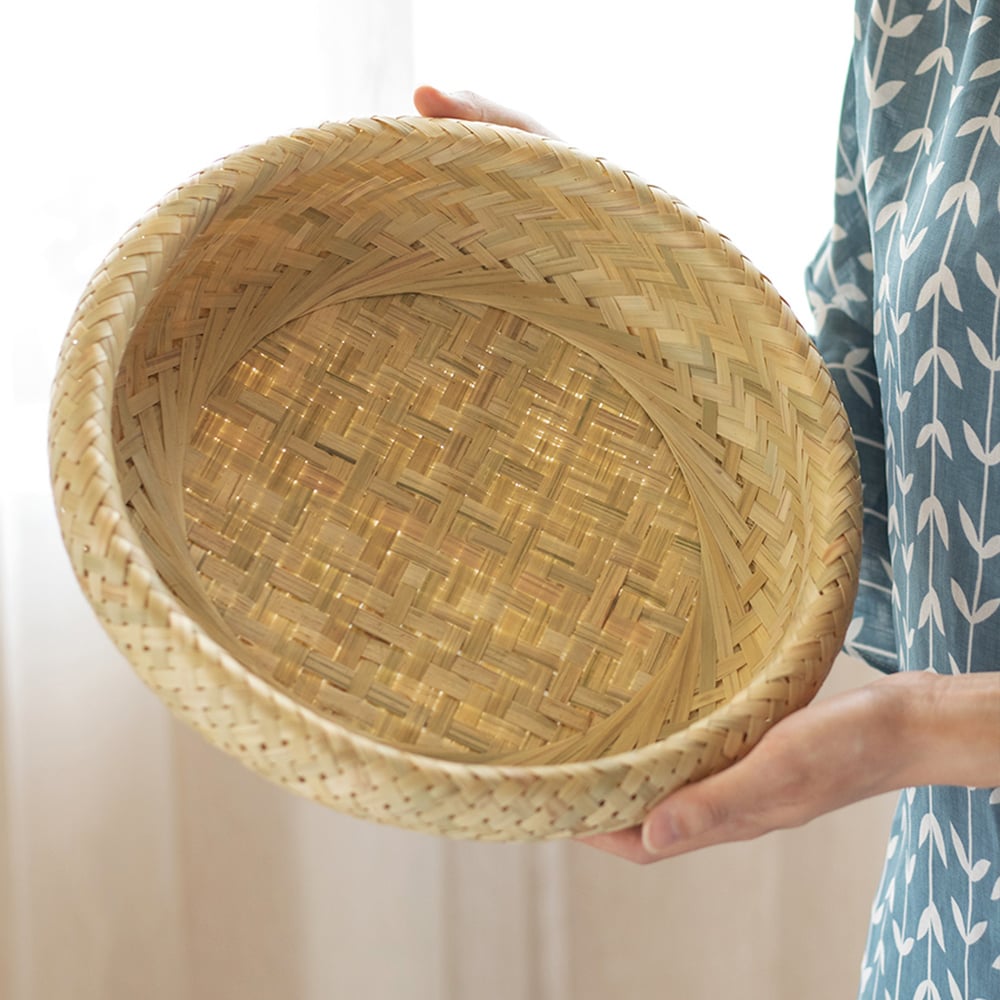 Rustic Modern Straw-Plaited Desk Organizer in Bamboo window image