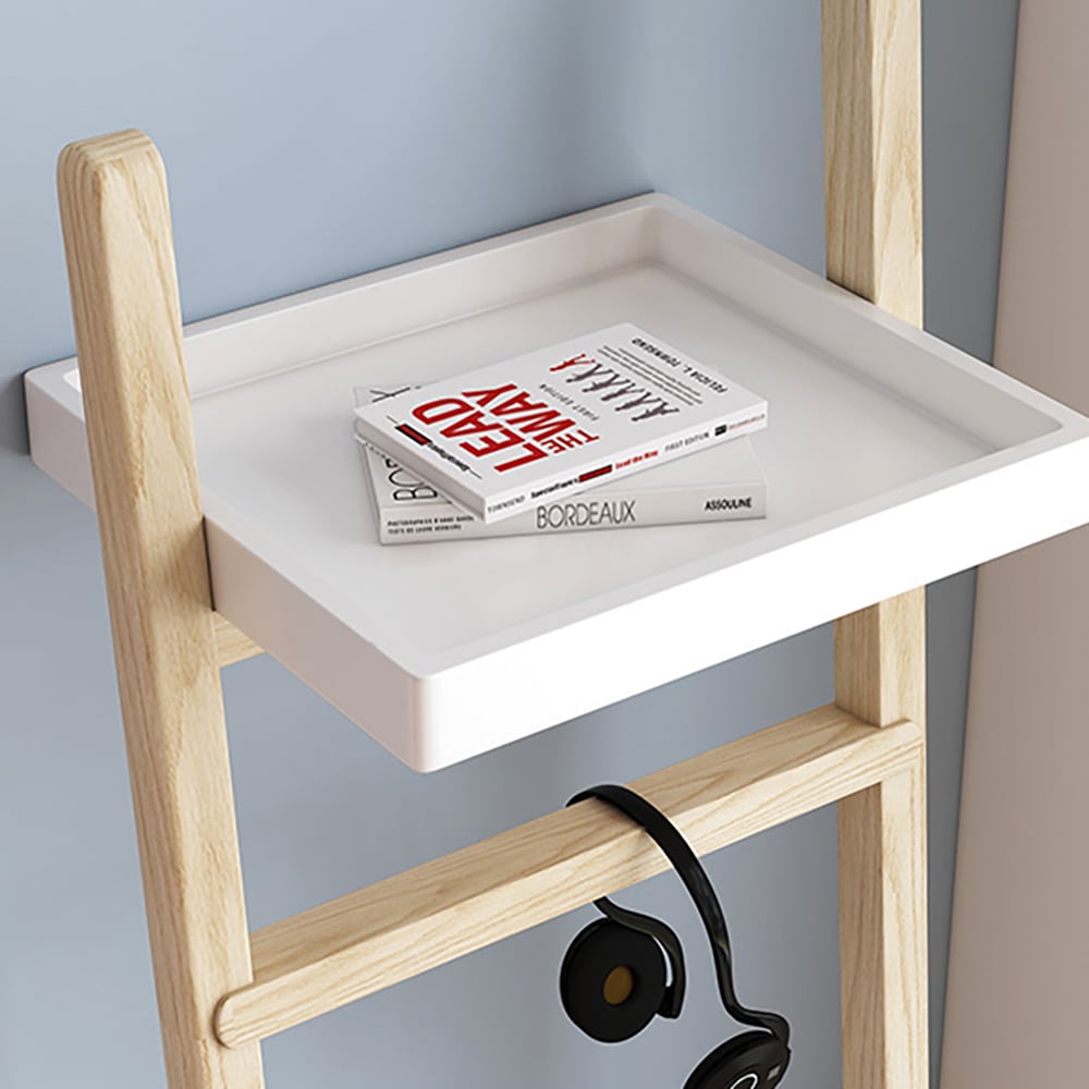 Simple Ladder Bookcase Corner Shelves with Drawer & Cross-Bar window image