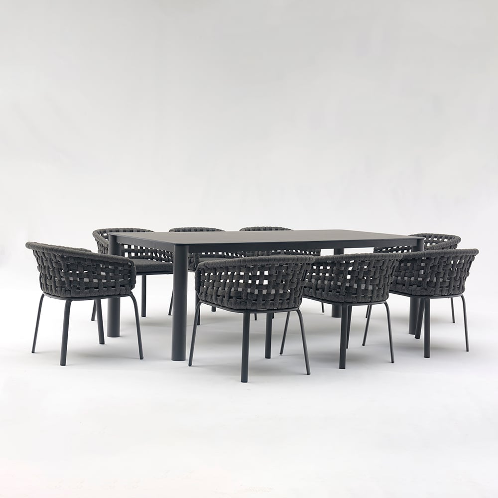 7-Pieces Outdoor Dining Set with Rope Woven Chairs and Glass-top Table window image