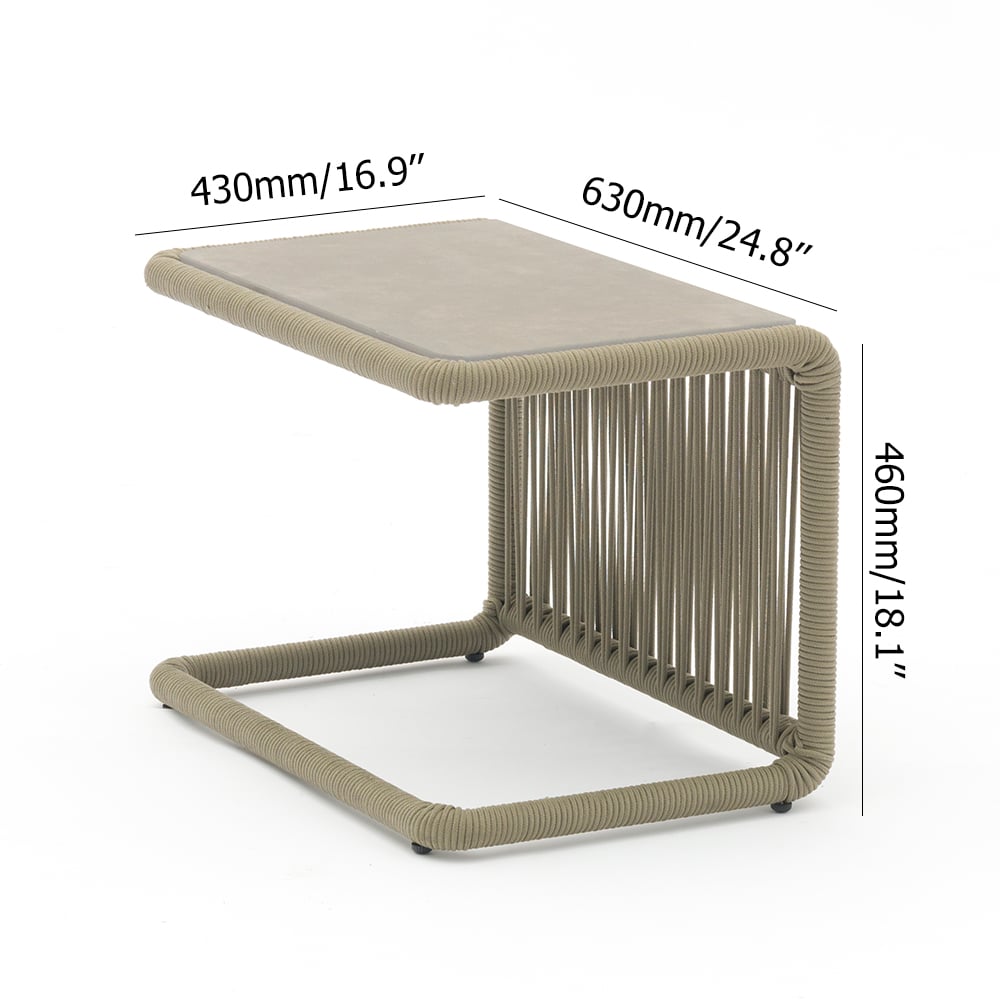 Rattan Woven Square Patio End Table with Glass-top window image