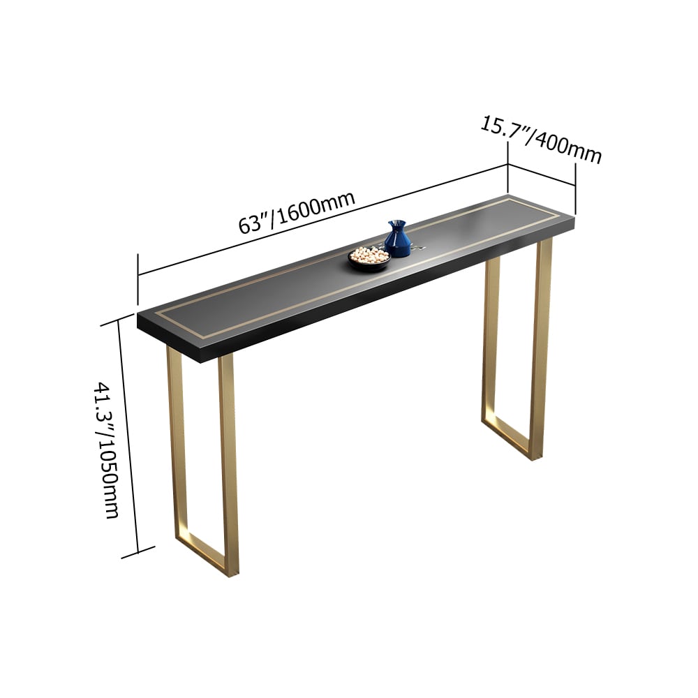 1600mm Modern  Rectangular Black Wooden Bar Table Metal in Gold window image