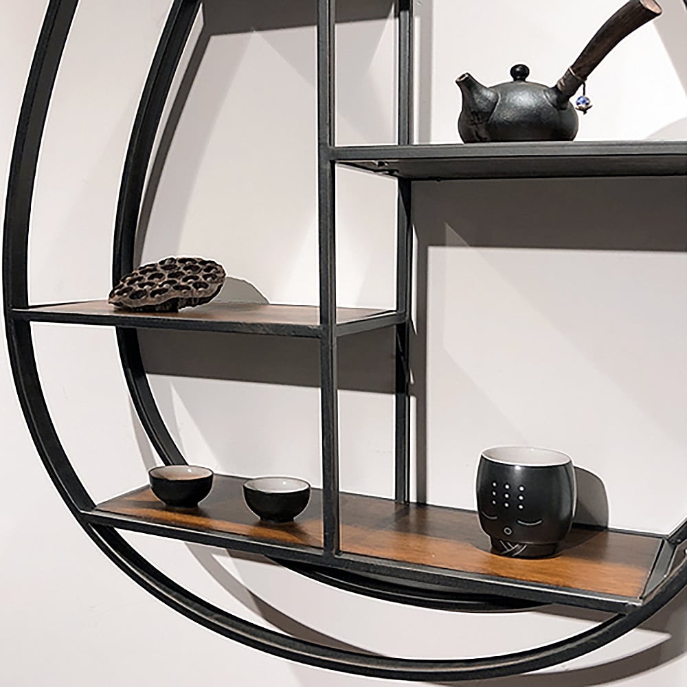 Metal Floating Shelves Chinese Style Pipa-Shaped Shelf window image