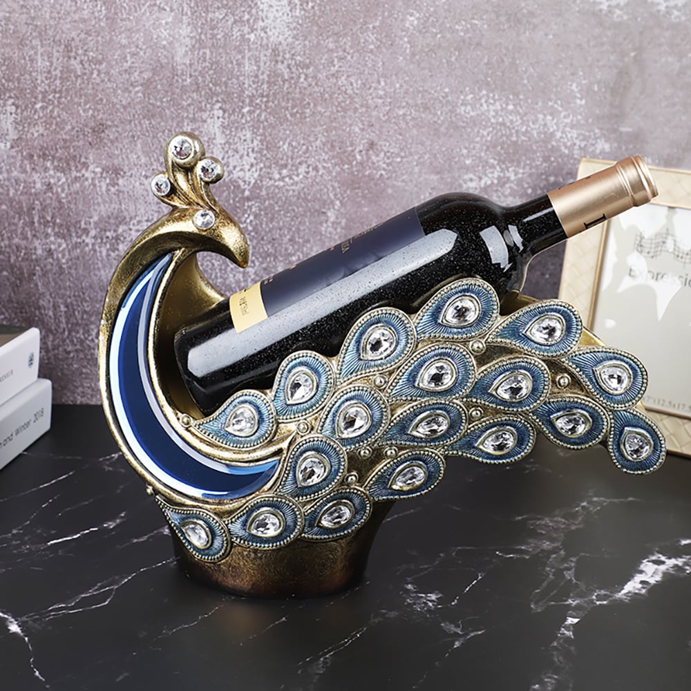 Decor Resin Peacock Wine Rack Desktop Wine Bottle Holder window image