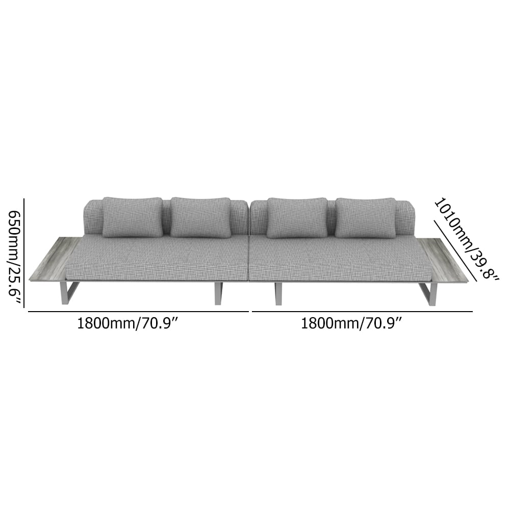 2-Piece Outdoor Sofa Set with Pillow Cushion Back and Extend Side window image