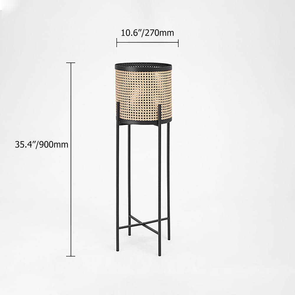 Rustic Rattan Plant Stand Indoors Removable Flower Holder Set of 4 window image