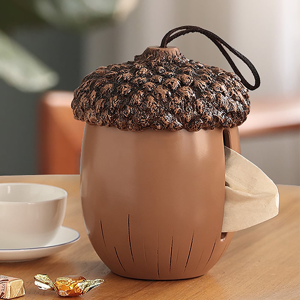 Farmhouse Decor Acorn Tissue Box Desk Paper Organizer window image