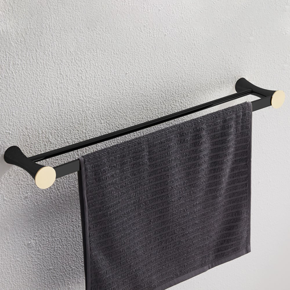 Toallero minimalista moderno de cobre de 2 rieles para baño Imagen de ventana