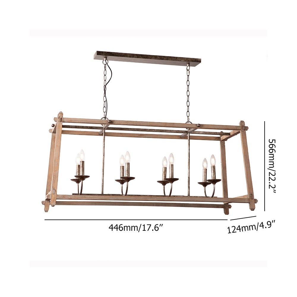 Retro Solid Wood Long Chandelier window image