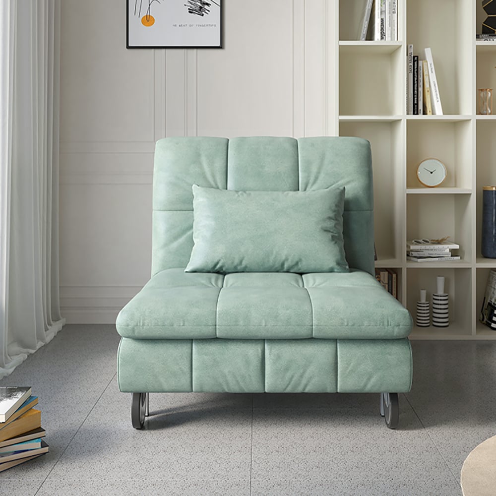 31.5" Cotton&Linen Upholstered Full Sleeper Sofa Bed Lounge Chair in Light Green window image