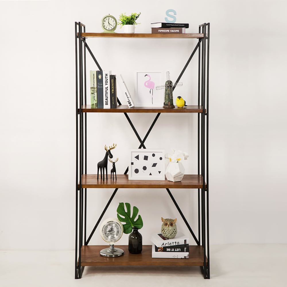 Farmhouse Standing Etagere Bookshelf in Wood window image