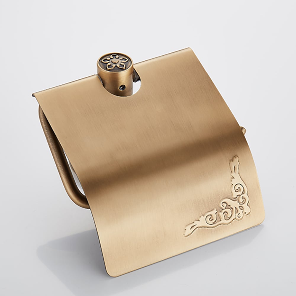 Vintage Wall Mount Bathroom Tissue Roll Holder with Cover window image