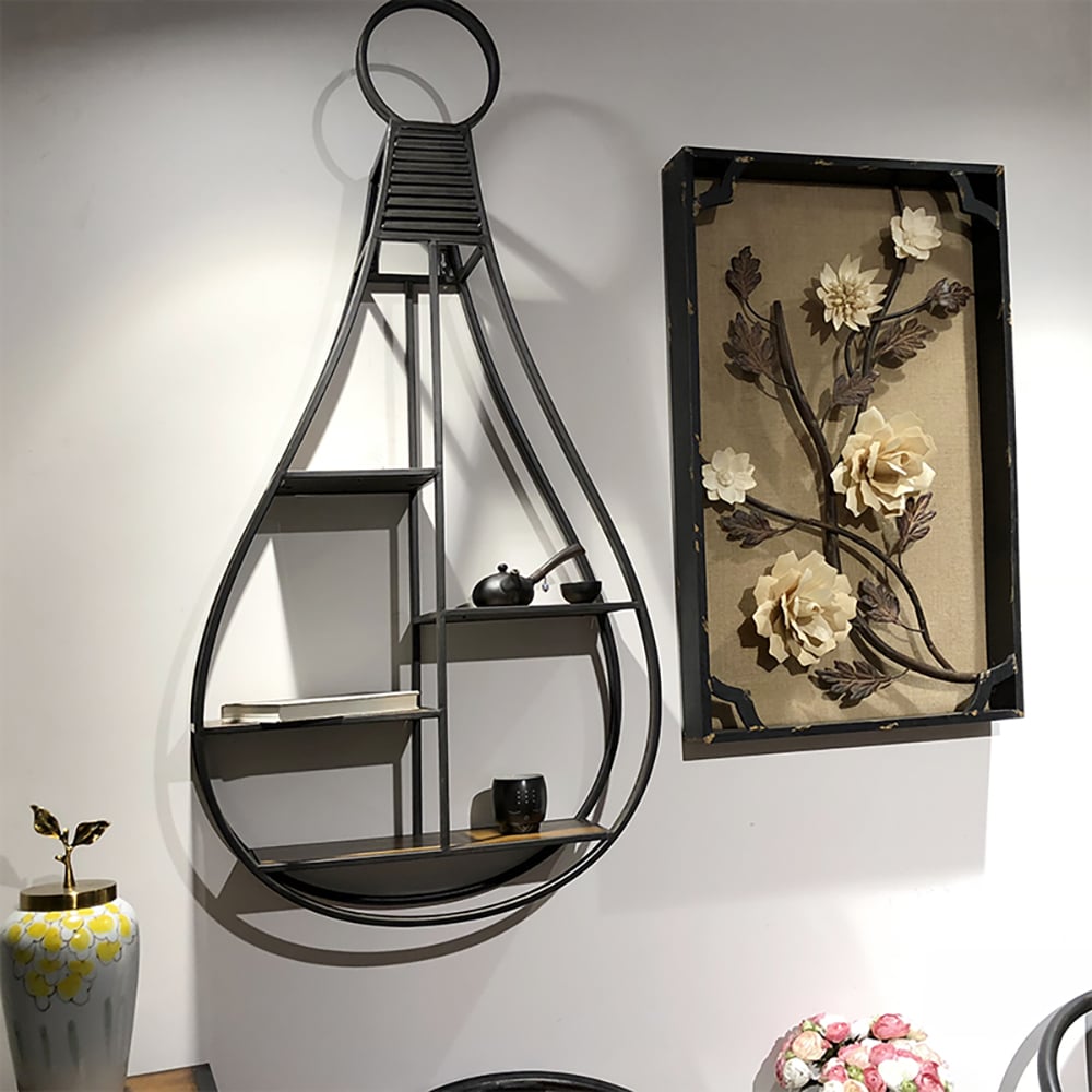 Metal Floating Shelves Chinese Style Pipa-Shaped Shelf window image
