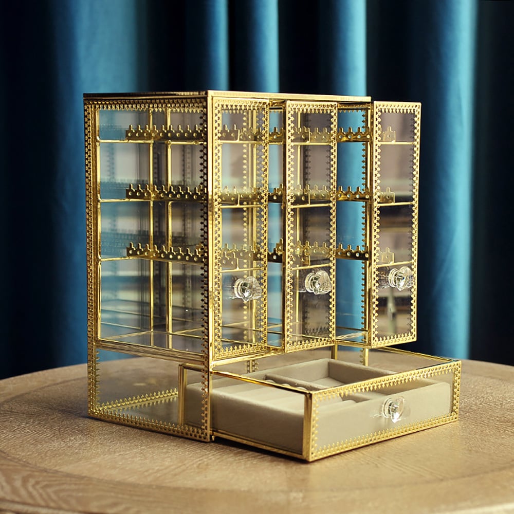 Modern Jewelry Case in Gold with Earring/Ring Storage window image