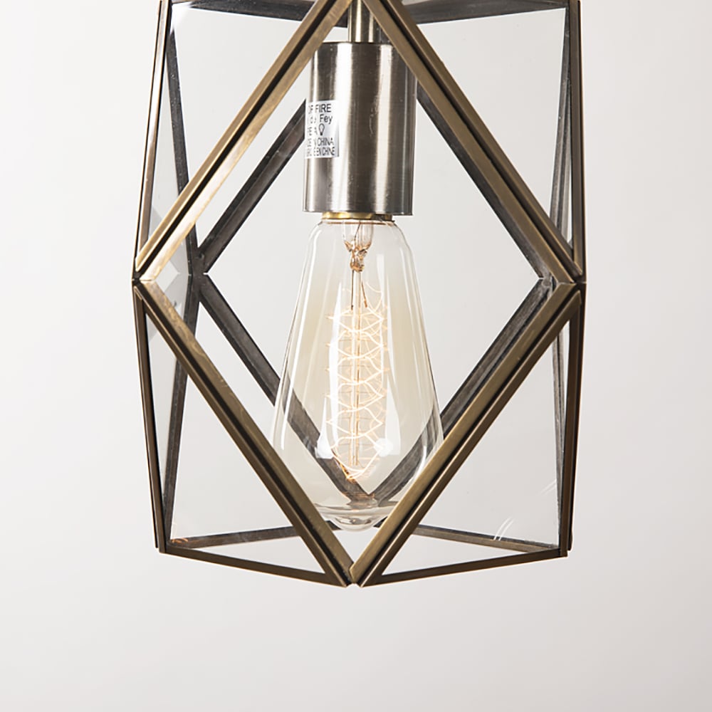 Retro Single Head Balcony Full Copper Glass Chandelier window image