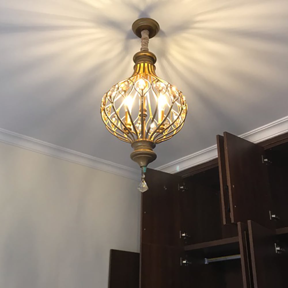 Rural Crystal Retro Simple Iron Lantern Pendant Light window image