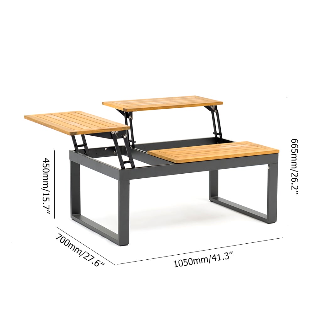 Extendable Rectangle Outdoor Coffee Table with Wood-top window image