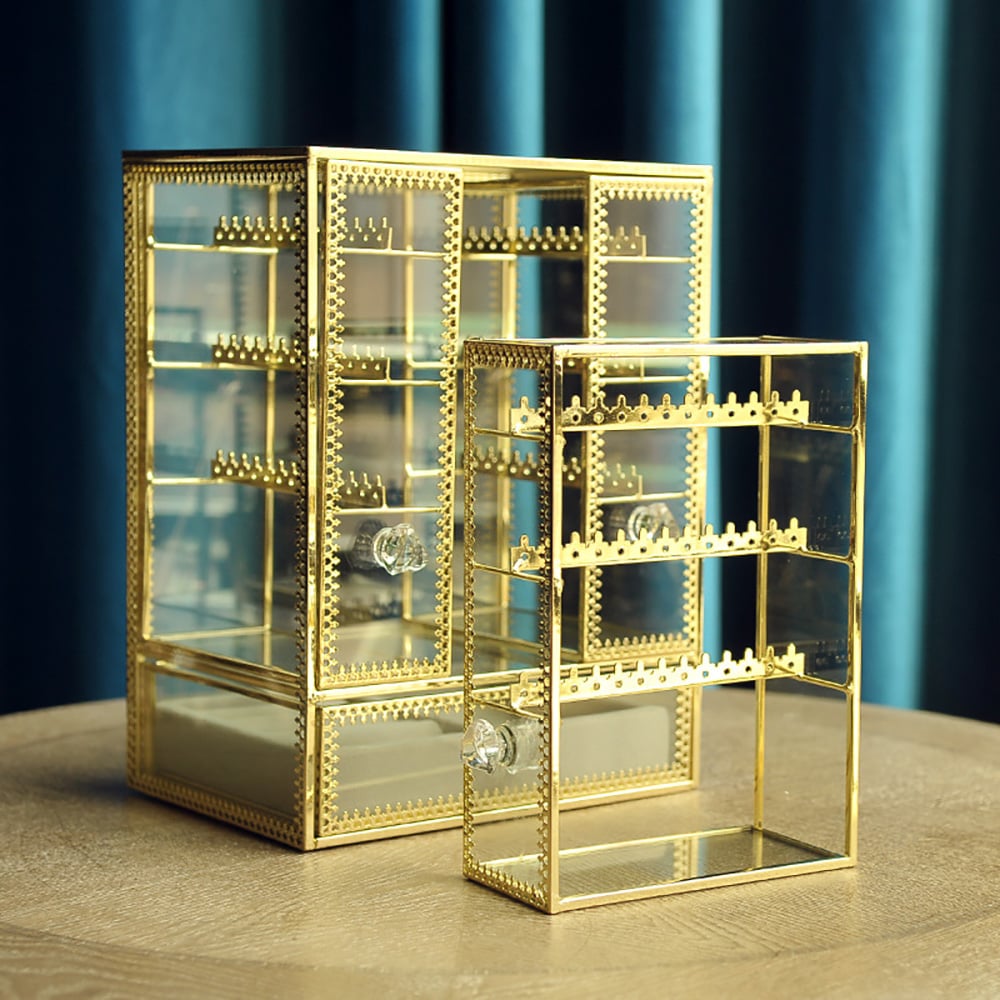 Modern Jewelry Case in Gold with Earring/Ring Storage window image