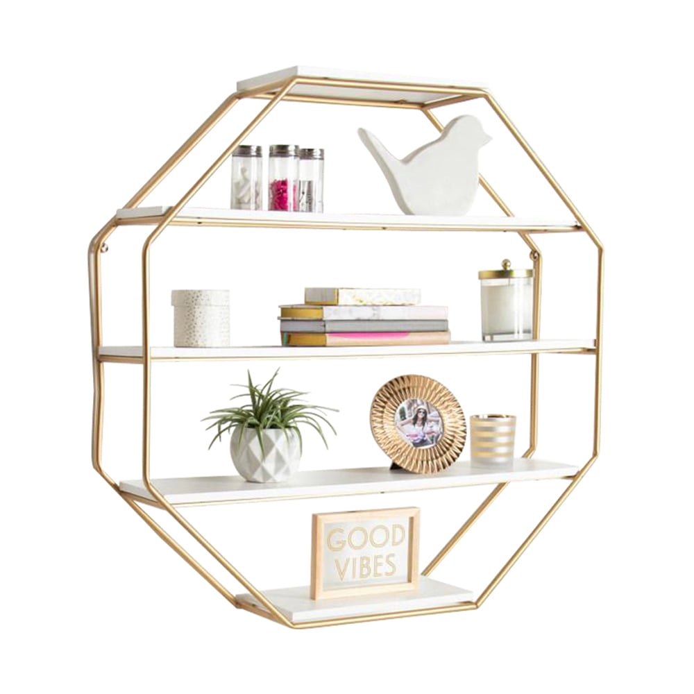 Moderne wandrekken 5-laags in goud en wit Vensterafbeelding