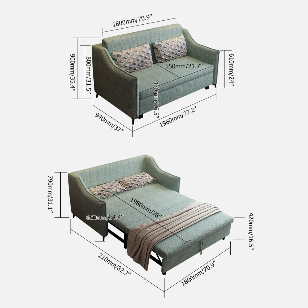 2 Seat Convertible Full Sleeper Sofa Bed Cotton&Linen Upholstered Pillow Included window image