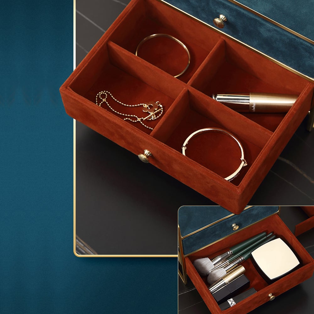 Modern Jewelry Box Desk Organizer with Double Drawers window image