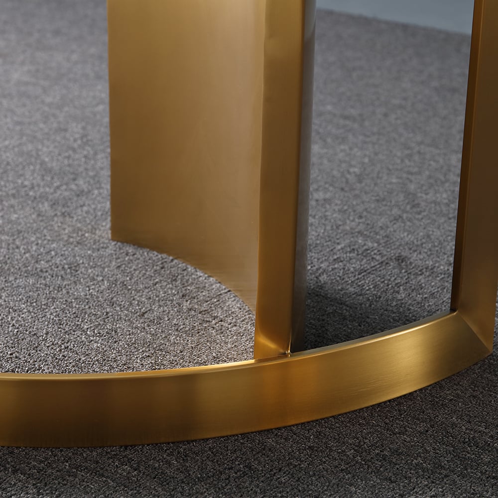 70.9" Modern Dining Table Rectangle Sintered Stone Top & Titanium Base window image