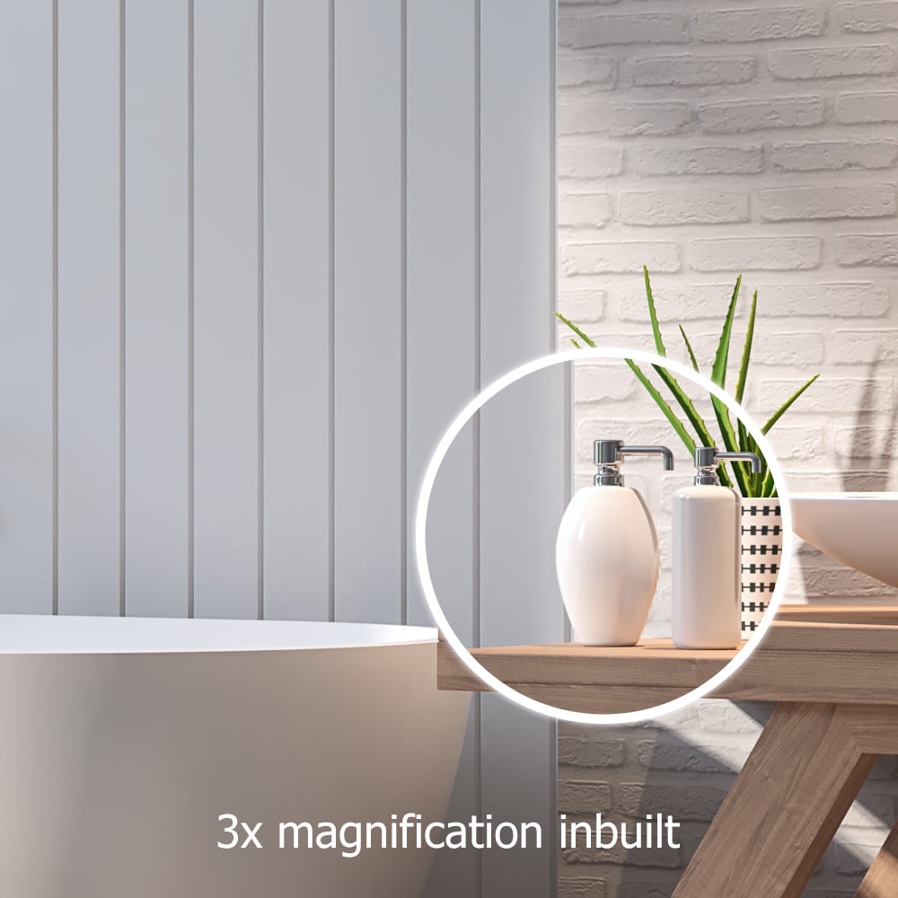 Frameless Rectangle Mirror Magnifying Wooden LED Mirror Cabinet with Socket window image