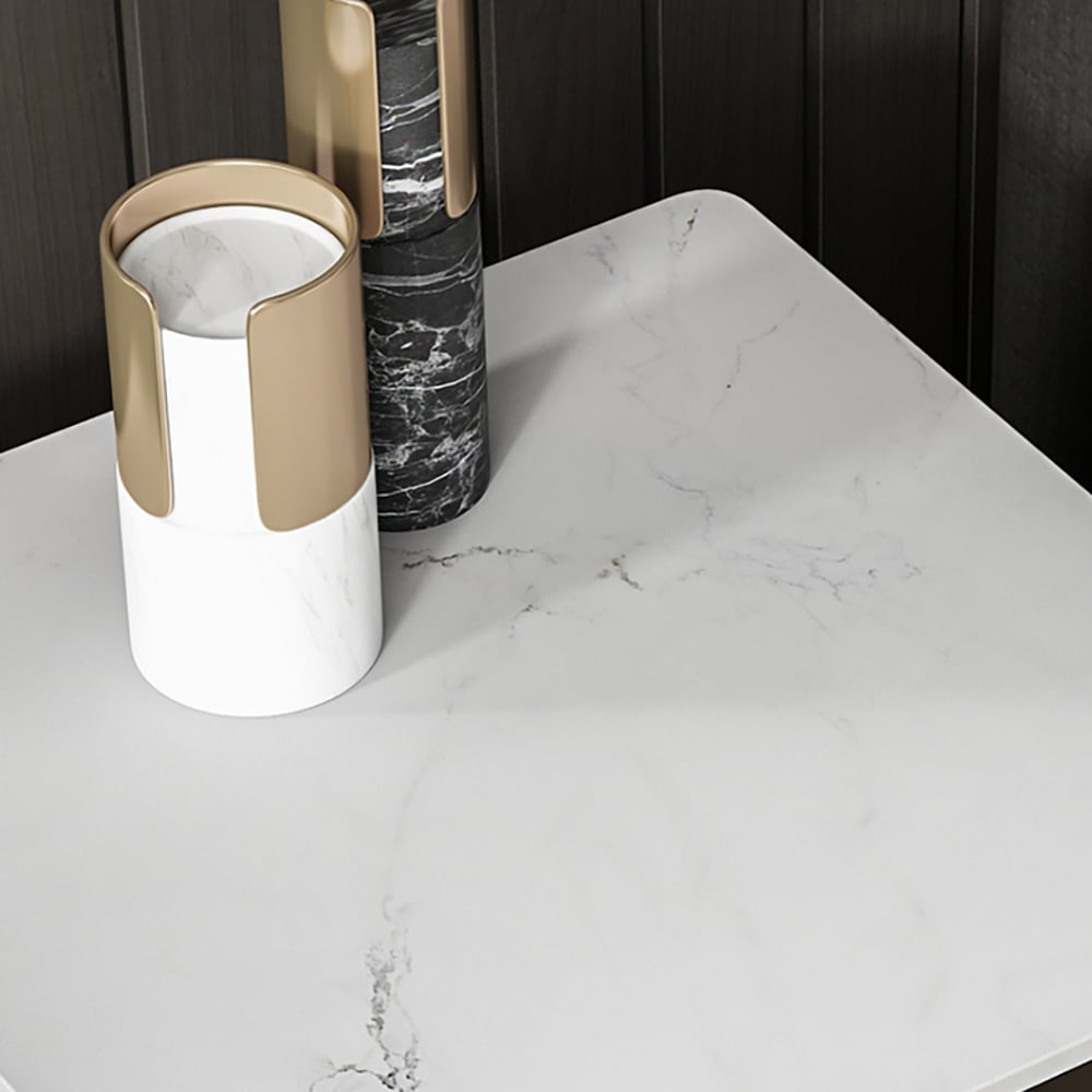 White & Black End Table with Storage Square Side Table  window image