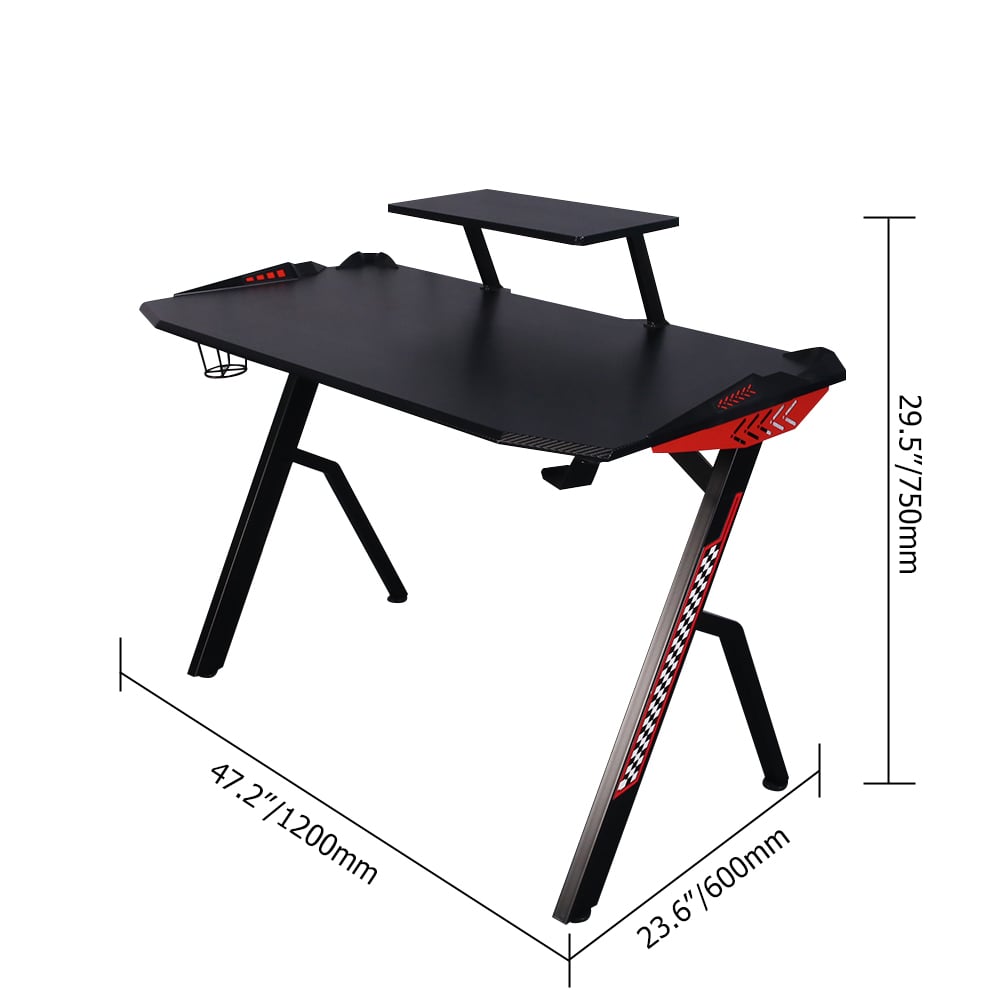 Modern Black Gaming Desk in MDF & PVC Standing Desk window image