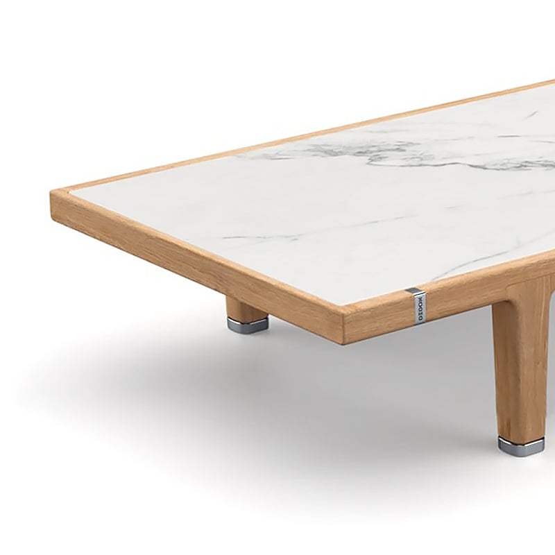 Square Outdoor Coffee Table with Marble-top and Teak-base window image