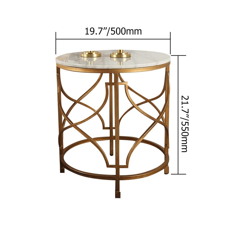 Modern White & Gold End Table with Marble Top & Metal Frame Side Table window image