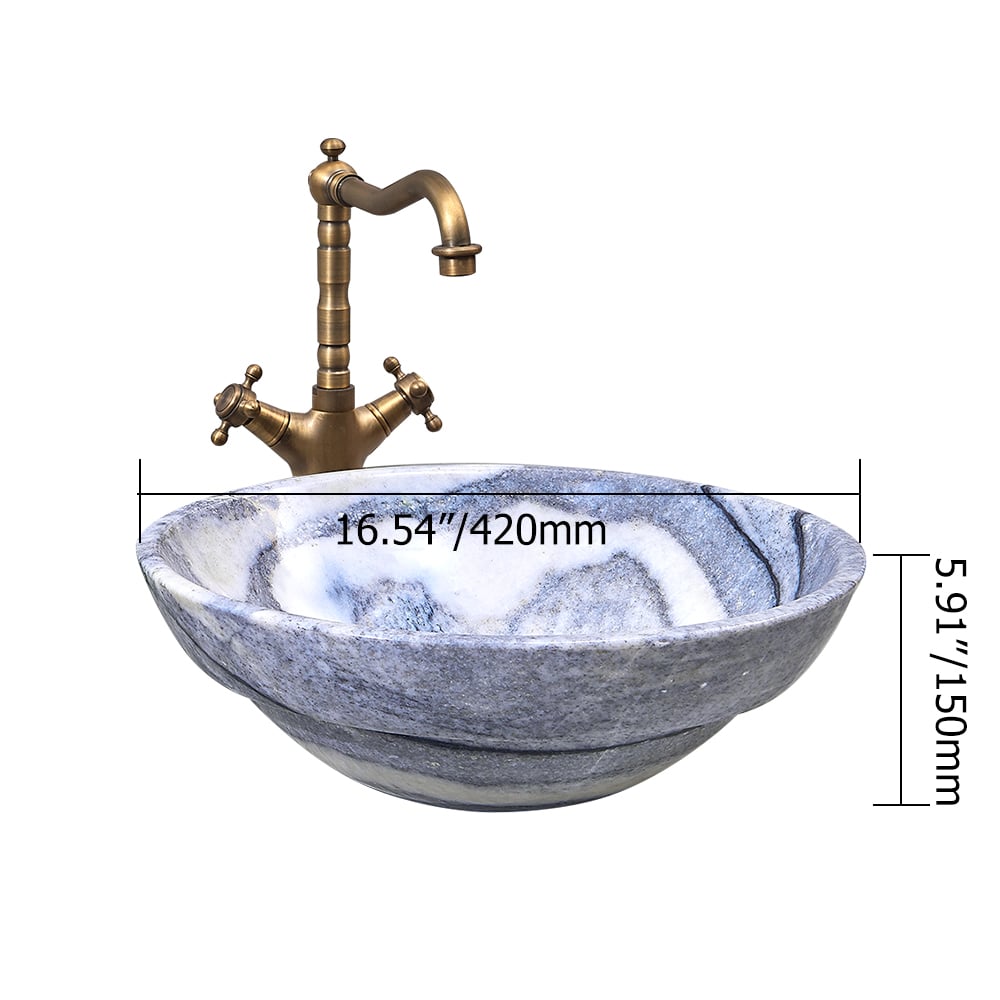 Vessel Circular Natural Stone Bathroom Wash Sink Bowl Shape window image