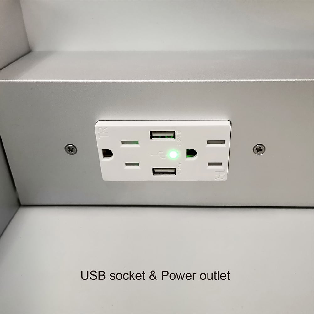 Frameless Rectangle Mirror Magnifying Wooden LED Mirror Cabinet with Socket window image