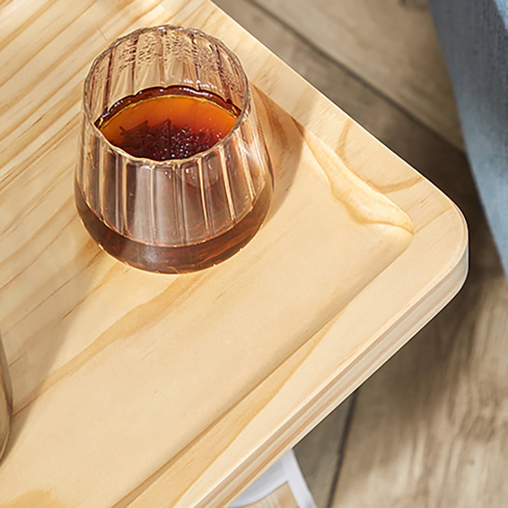 Petite table d'appoint avec plateau en bois et cadre en métal Table d'appoint en bois image de fenêtre