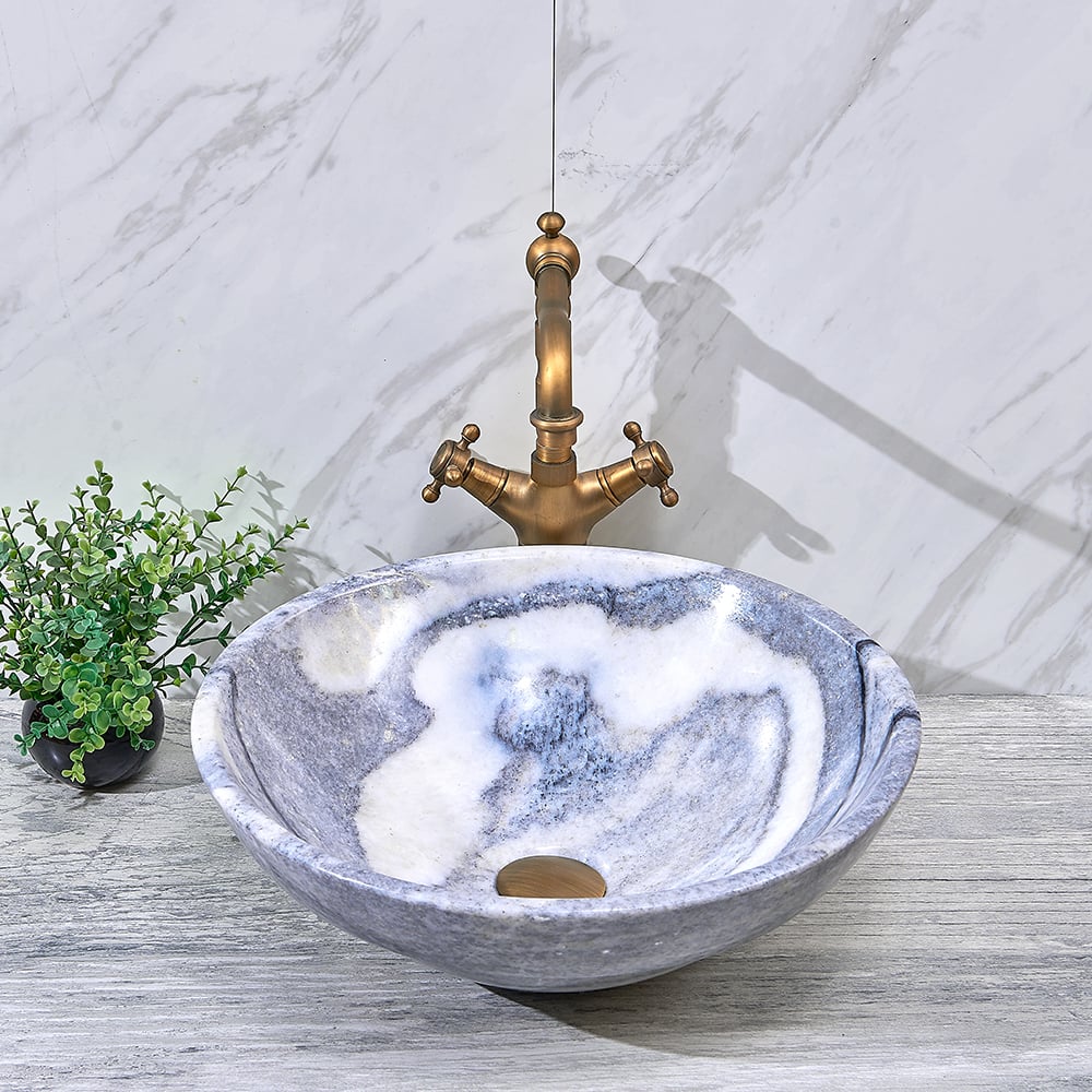 Vessel Circular Natural Stone Bathroom Wash Sink Bowl Shape window image