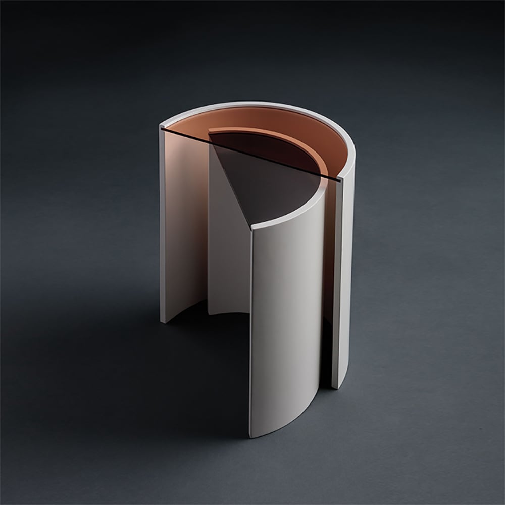 Modern Round White Glass Top Small End Table Set window image